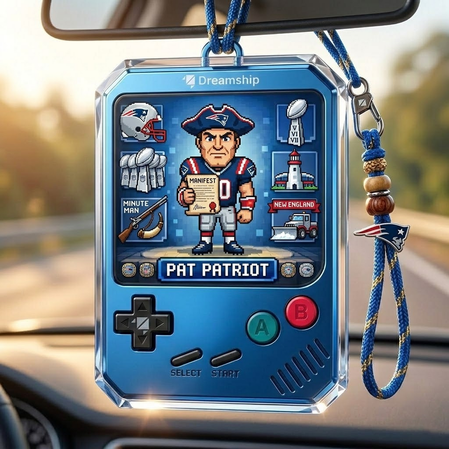 NE X Classic NFL Football Team Name Car Ornaments NAK NHT
