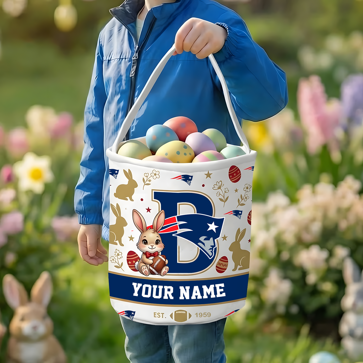 NE x Personalized Easter Bunny Egg Hunt Basket NAK NHT