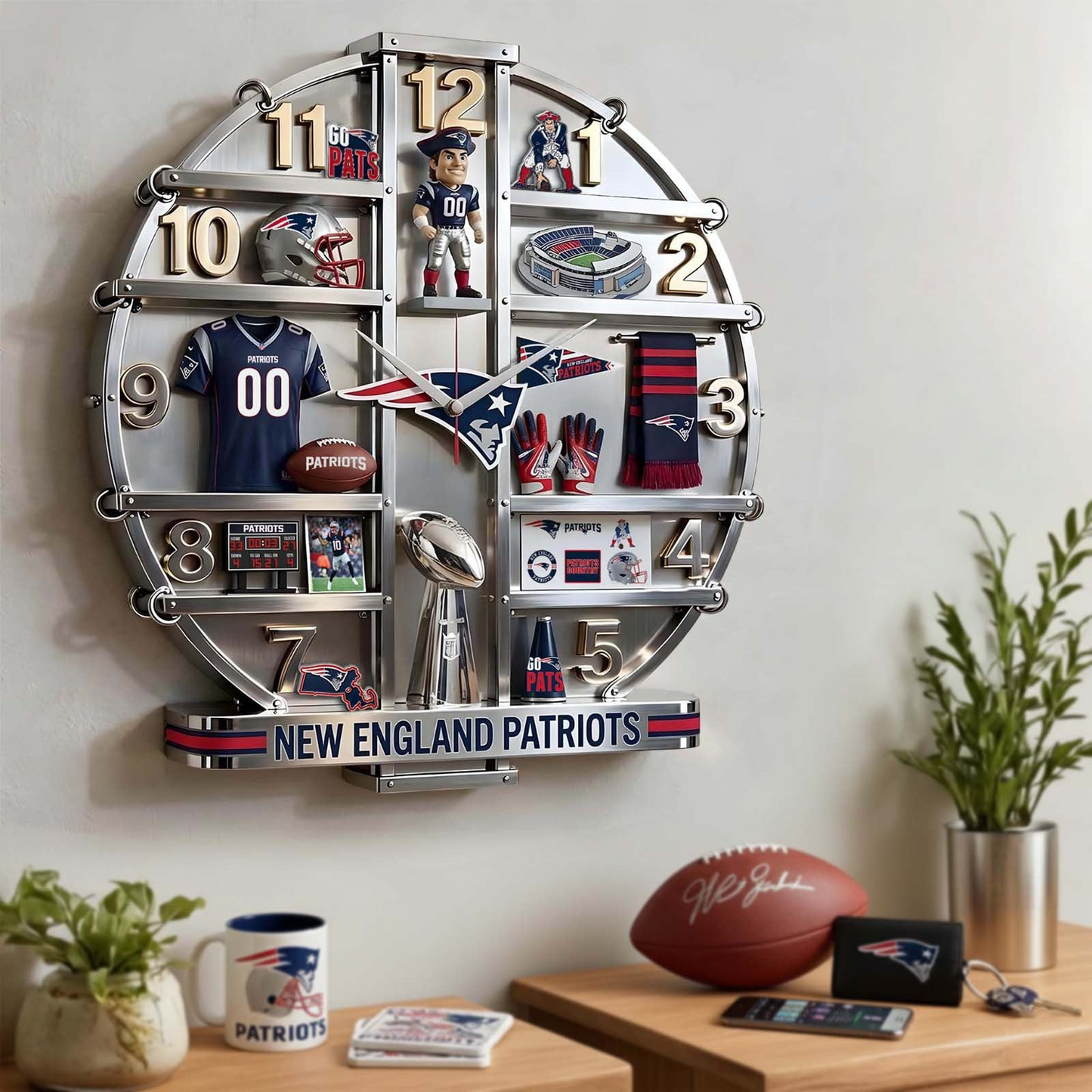 NEP x NFL Home Decorative 3D Visual Effect Acrylic Wall Clock NAK CTKT