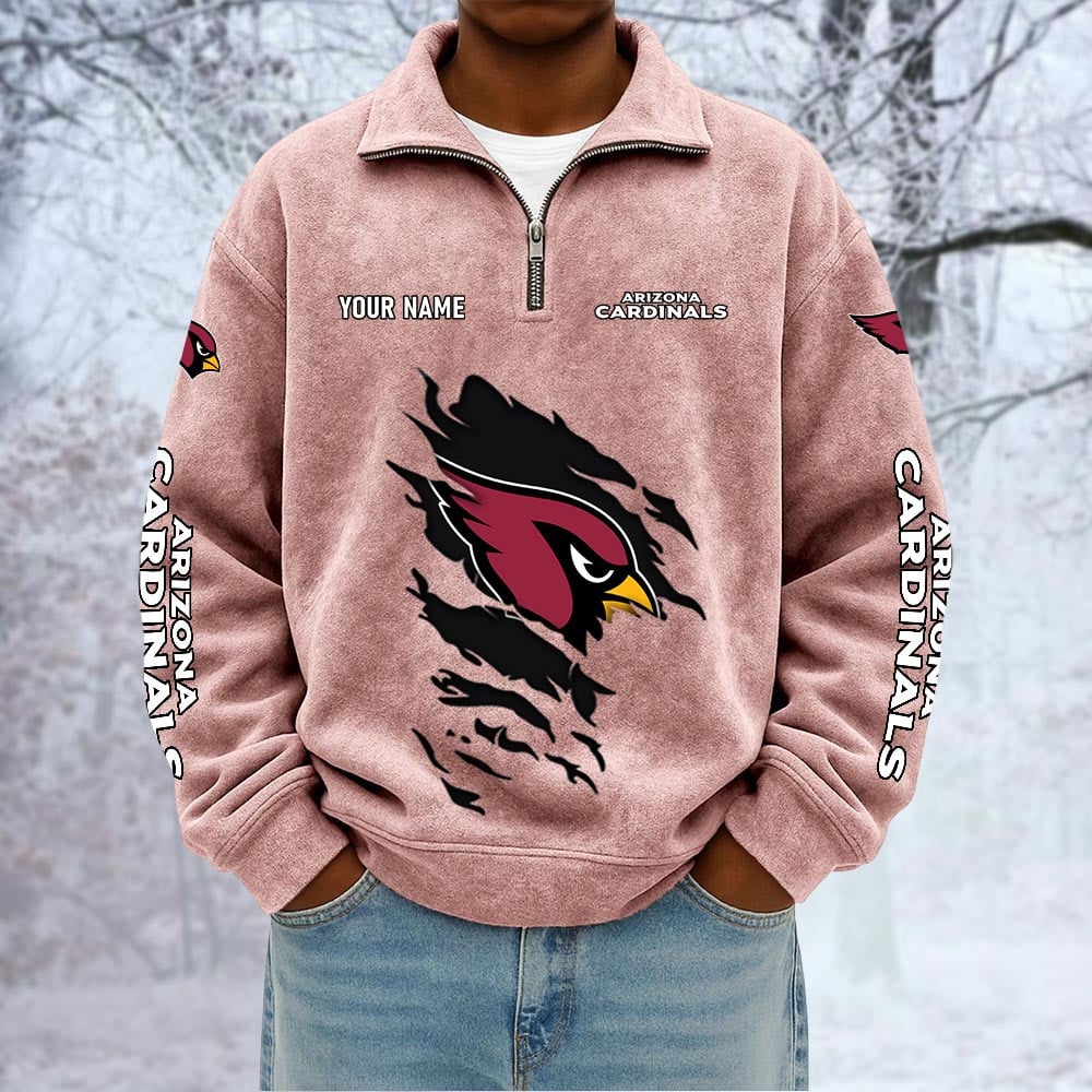 NFL x ARI Custom Name Half-zip Collar Suede Sweatshirt HLP HLPHUONG