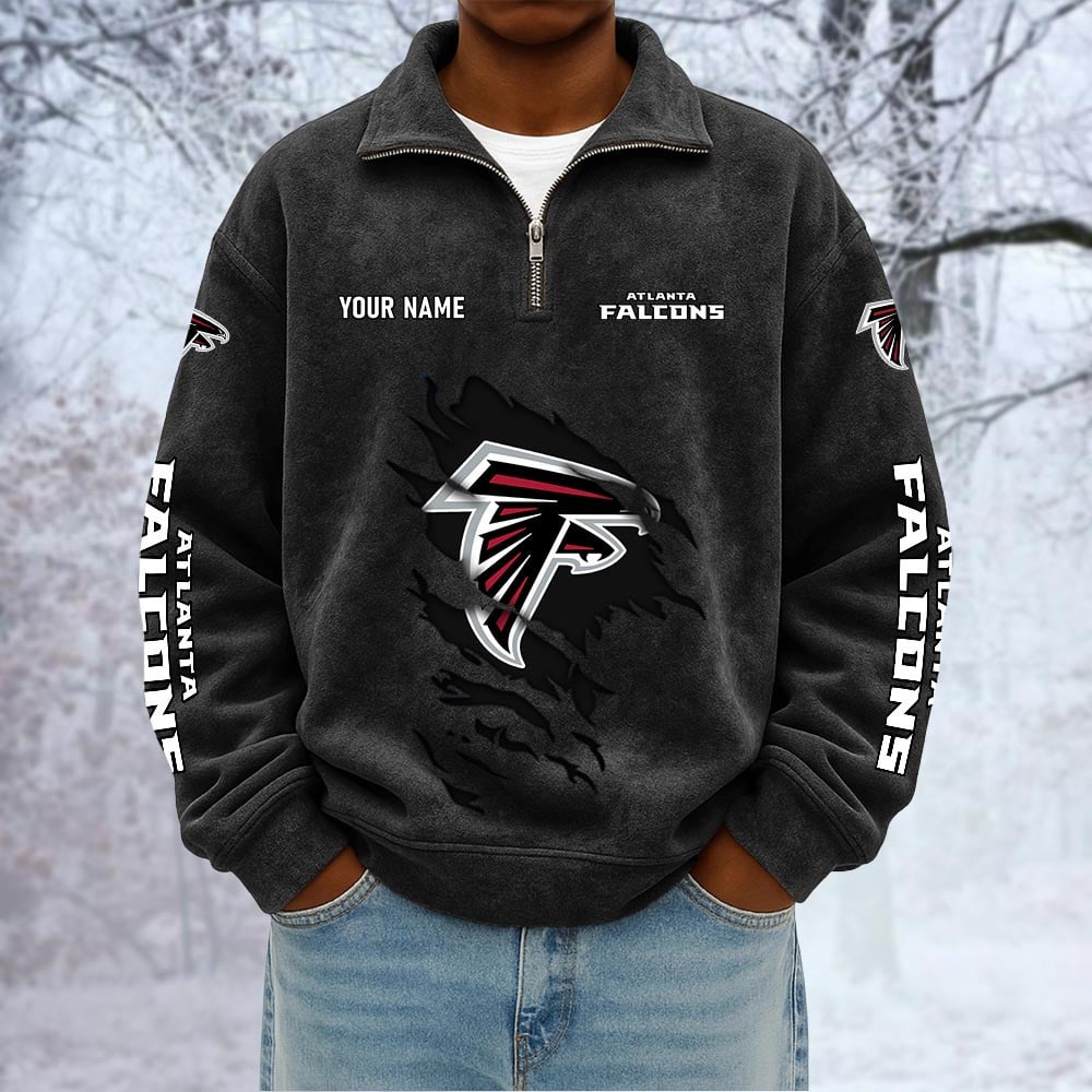 NFL x ATL Custom Name Half-zip Collar Suede Sweatshirt HLP HLPHUONG