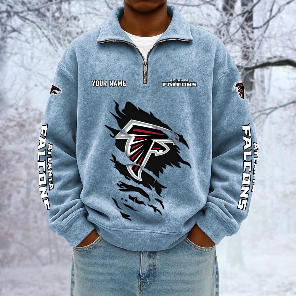 NFL x ATL Custom Name Half-zip Collar Suede Sweatshirt HLP HLPHUONG