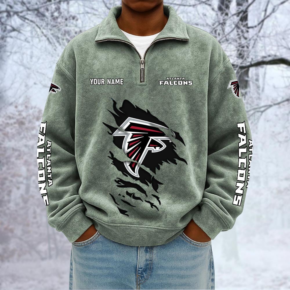 NFL x ATL Custom Name Half-zip Collar Suede Sweatshirt HLP HLPHUONG