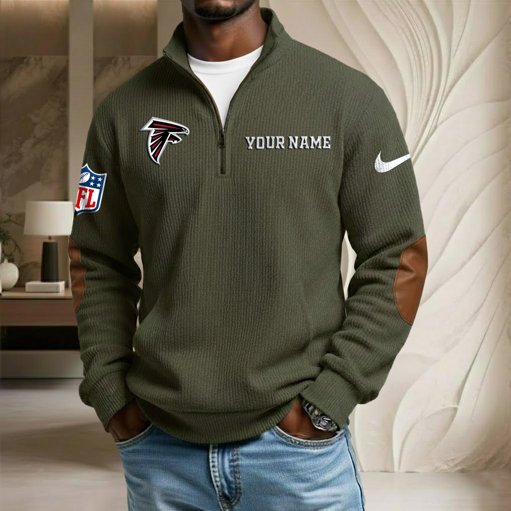 NFL x ATL Custom Name Stand Collar Half-zip Sweatshirt HLP HLPHUONG