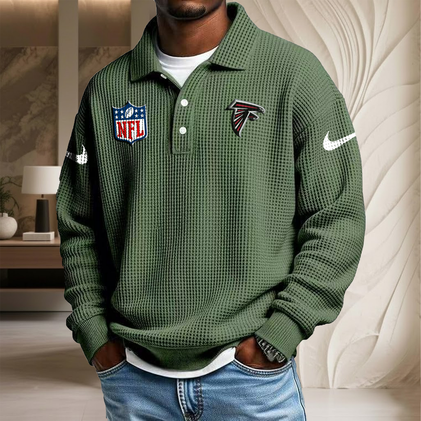 NFL x ATL Waffle Three Button Lapel Polo HLP HLPHUONG