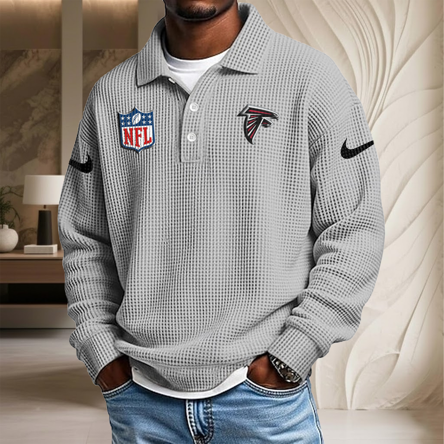 NFL x ATL Waffle Three Button Lapel Polo HLP HLPHUONG