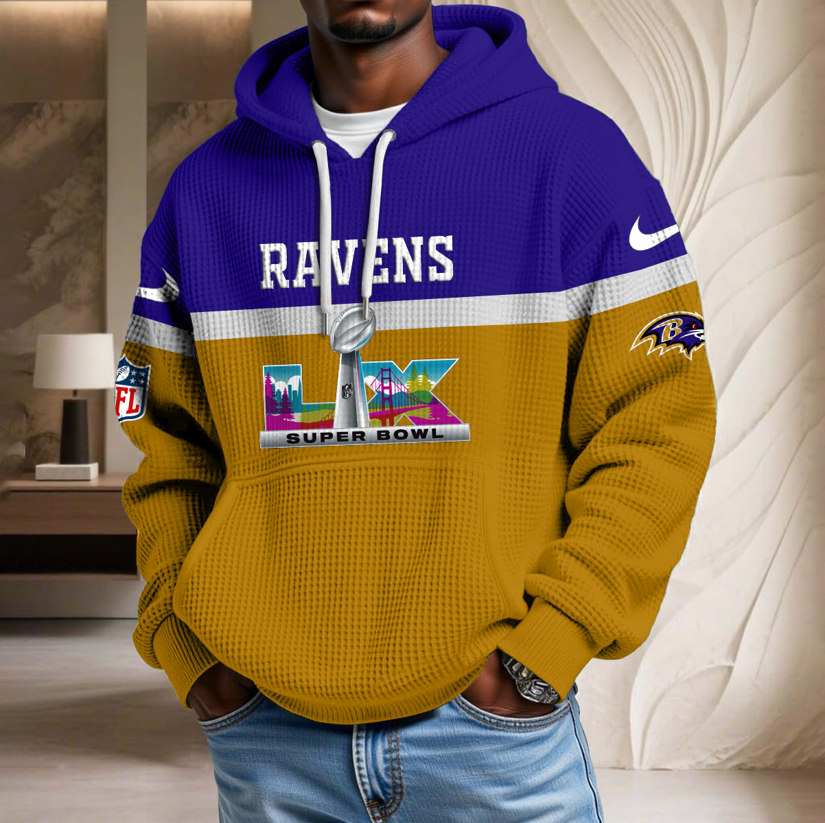 NFL x BAL SB LX Waffle Hoodie HLP HLPHUONG