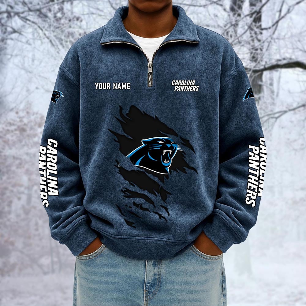 NFL x CAR Custom Name Half-zip Collar Suede Sweatshirt HLP HLPHUONG