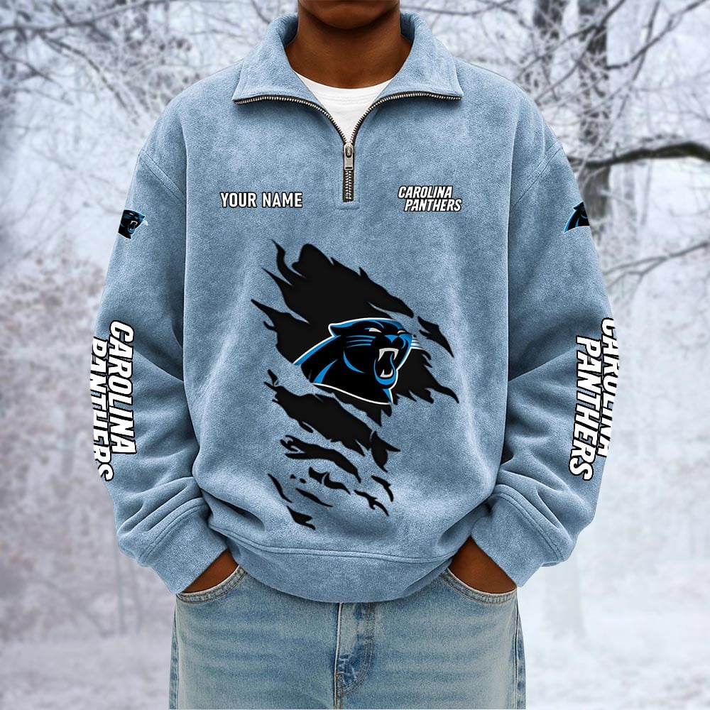 NFL x CAR Custom Name Half-zip Collar Suede Sweatshirt HLP HLPHUONG