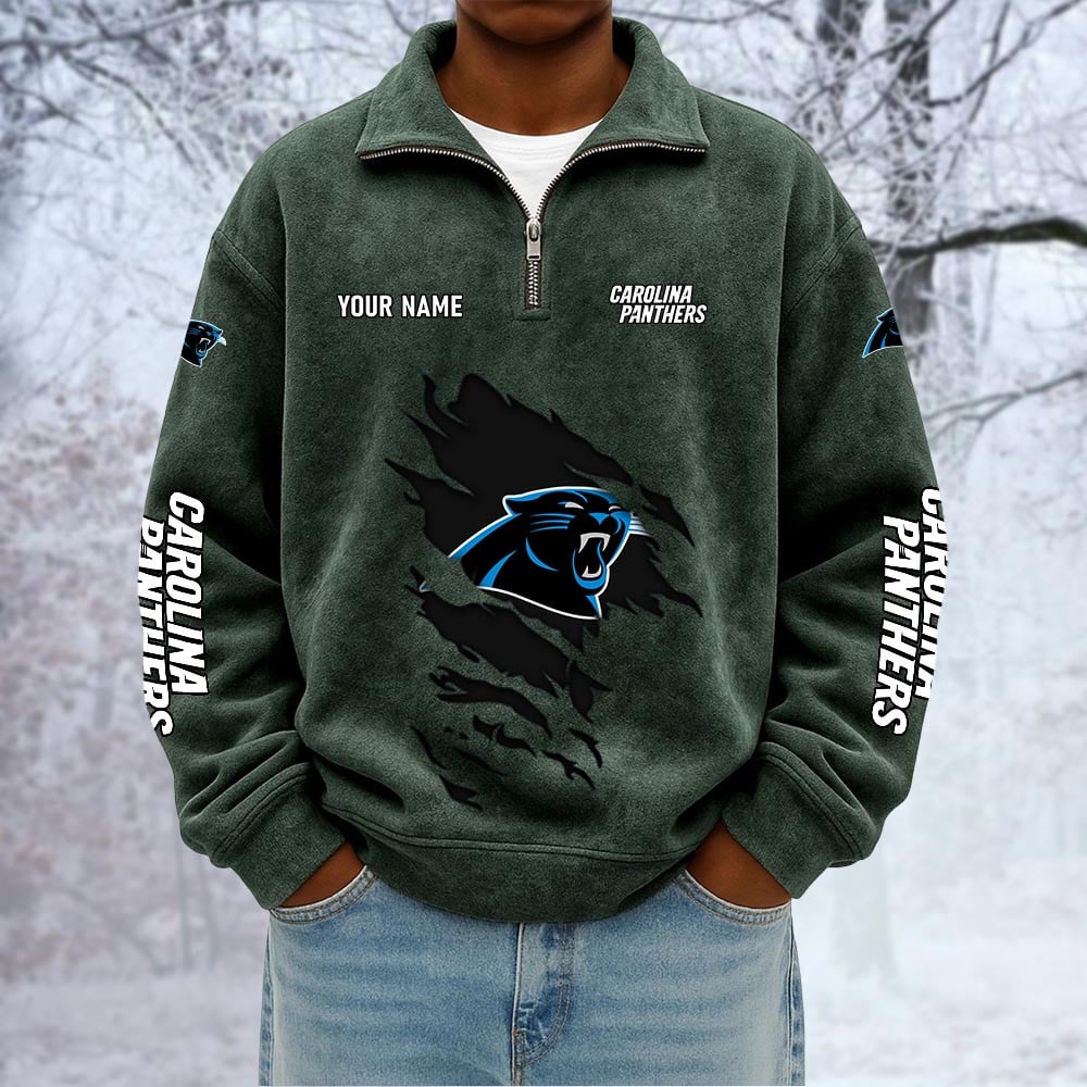 NFL x CAR Custom Name Half-zip Collar Suede Sweatshirt HLP HLPHUONG