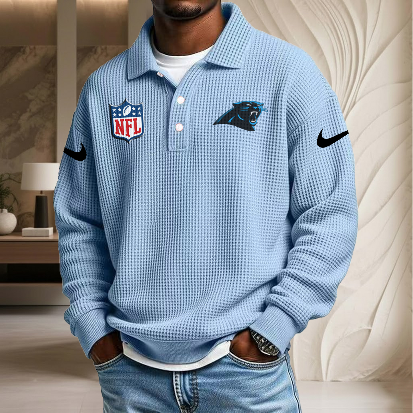 NFL x CAR Waffle Three Button Lapel Polo HLP HLPHUONG
