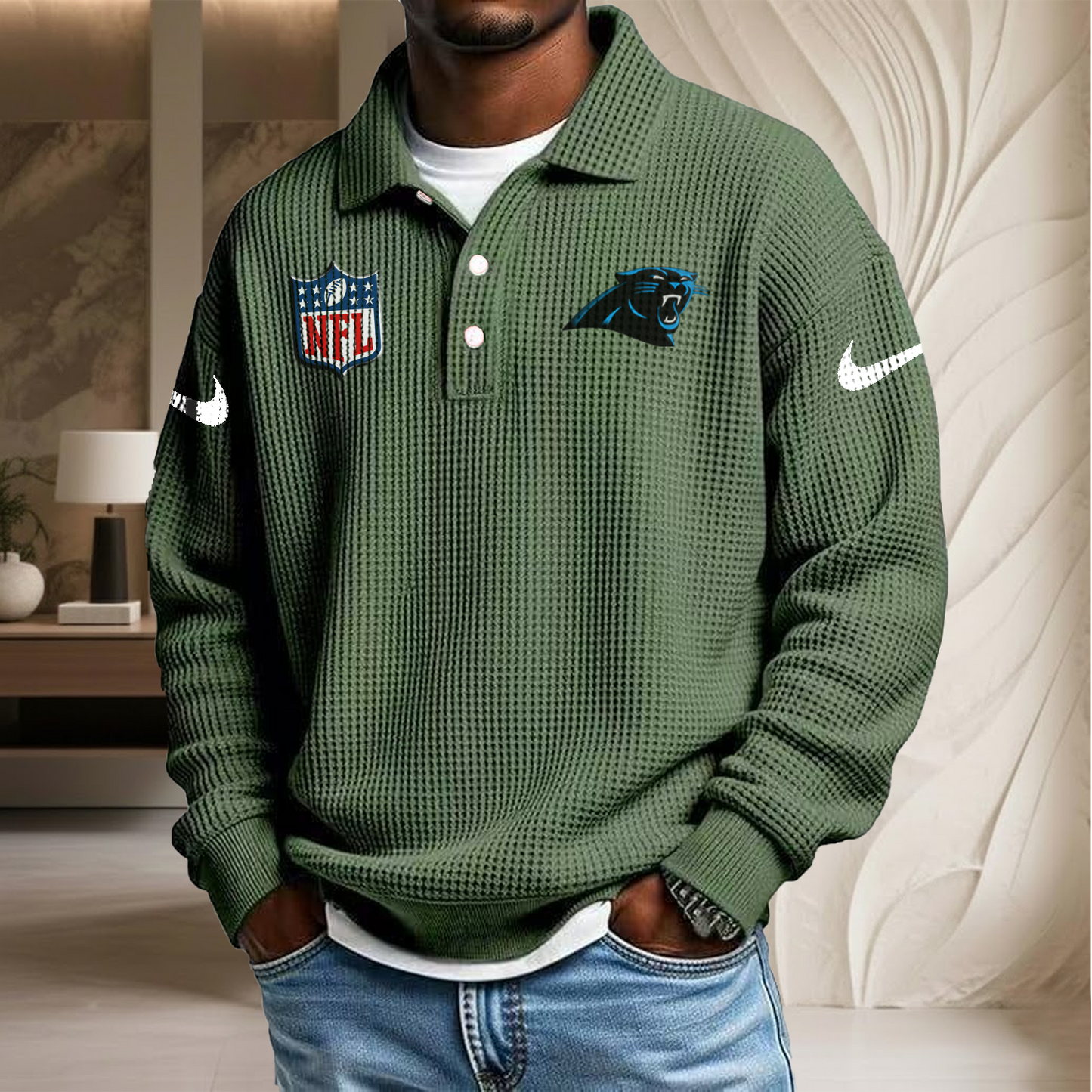 NFL x CAR Waffle Three Button Lapel Polo HLP HLPHUONG