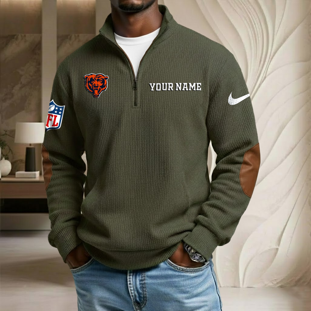 NFL x CHI Custom Name Stand Collar Half-zip Sweatshirt HLP HLPHUONG