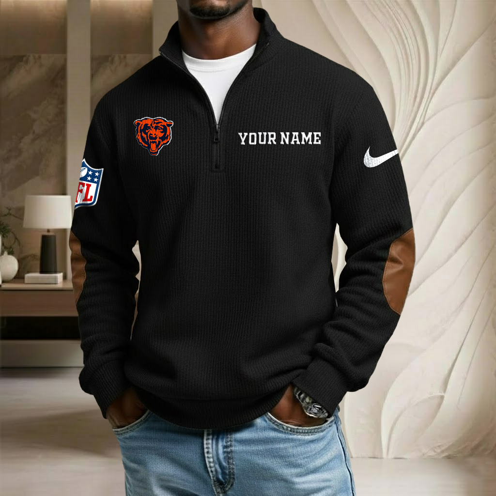 NFL x CHI Custom Name Stand Collar Half-zip Sweatshirt HLP HLPHUONG