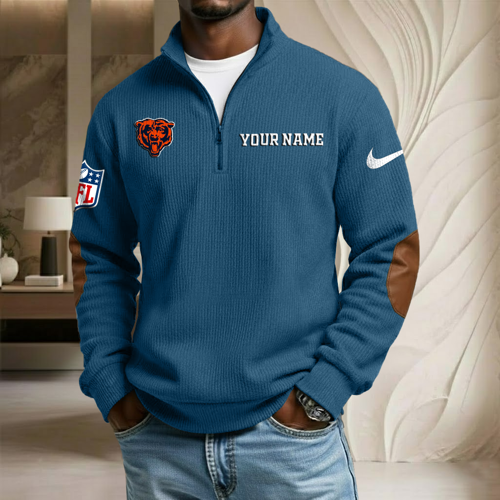 NFL x CHI Custom Name Stand Collar Half-zip Sweatshirt HLP HLPHUONG