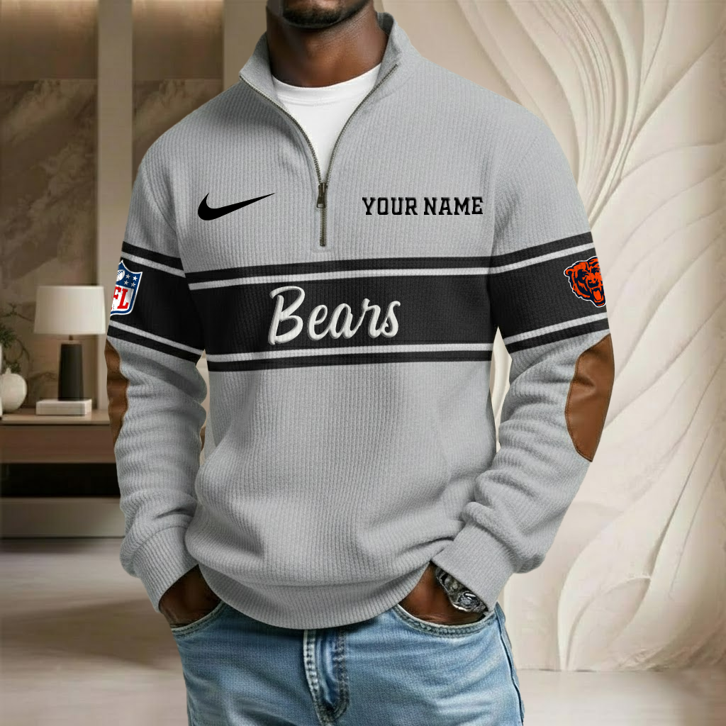 NFL x CHI Custom Name Stand Collar Half-zip Sweatshirt HLP HLPHUONG