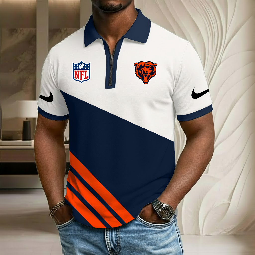 NFL x CHI Sport Zip Polo Golf Shirt HLP HLPHUONG