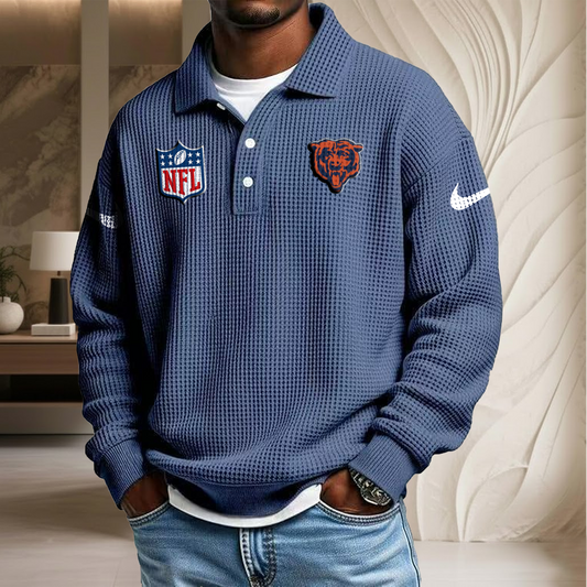 NFL x CHI Waffle Three Button Lapel Polo HLP HLPHUONG