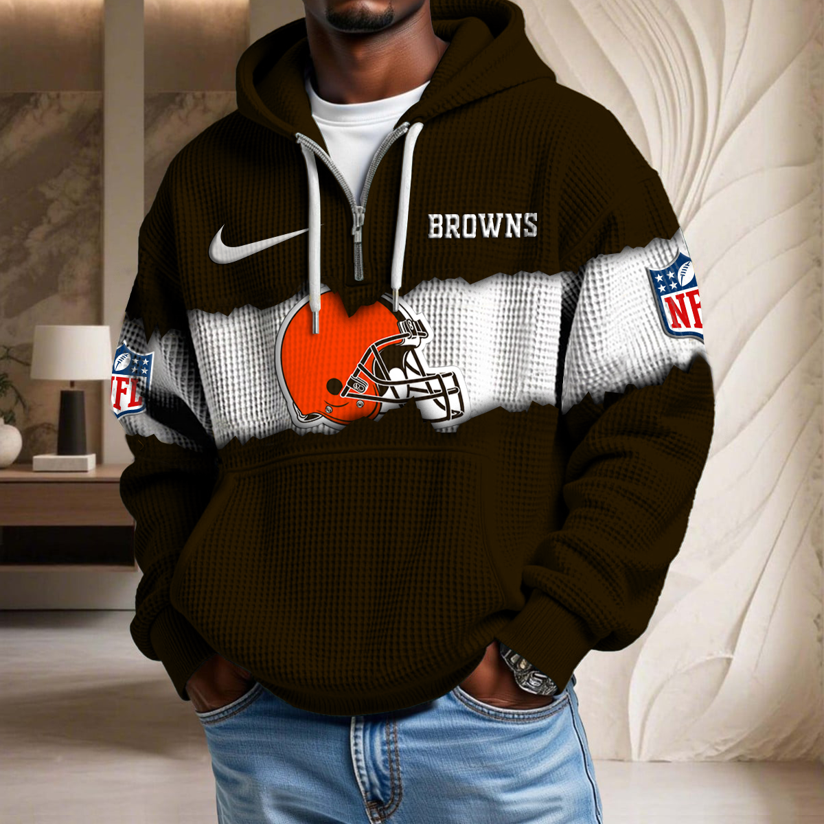 NFL x CLE Crack Waffle Half Zip Hoodie HLP HLPHUONG