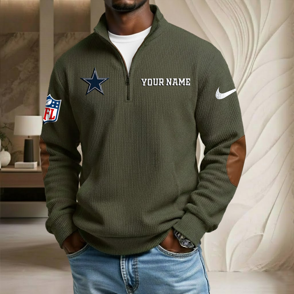NFL x DAL Custom Name Stand Collar Half-zip Sweatshirt HLP HLPHUONG