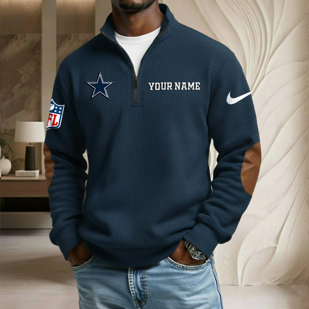 NFL x DAL Custom Name Stand Collar Half-zip Sweatshirt HLP HLPHUONG