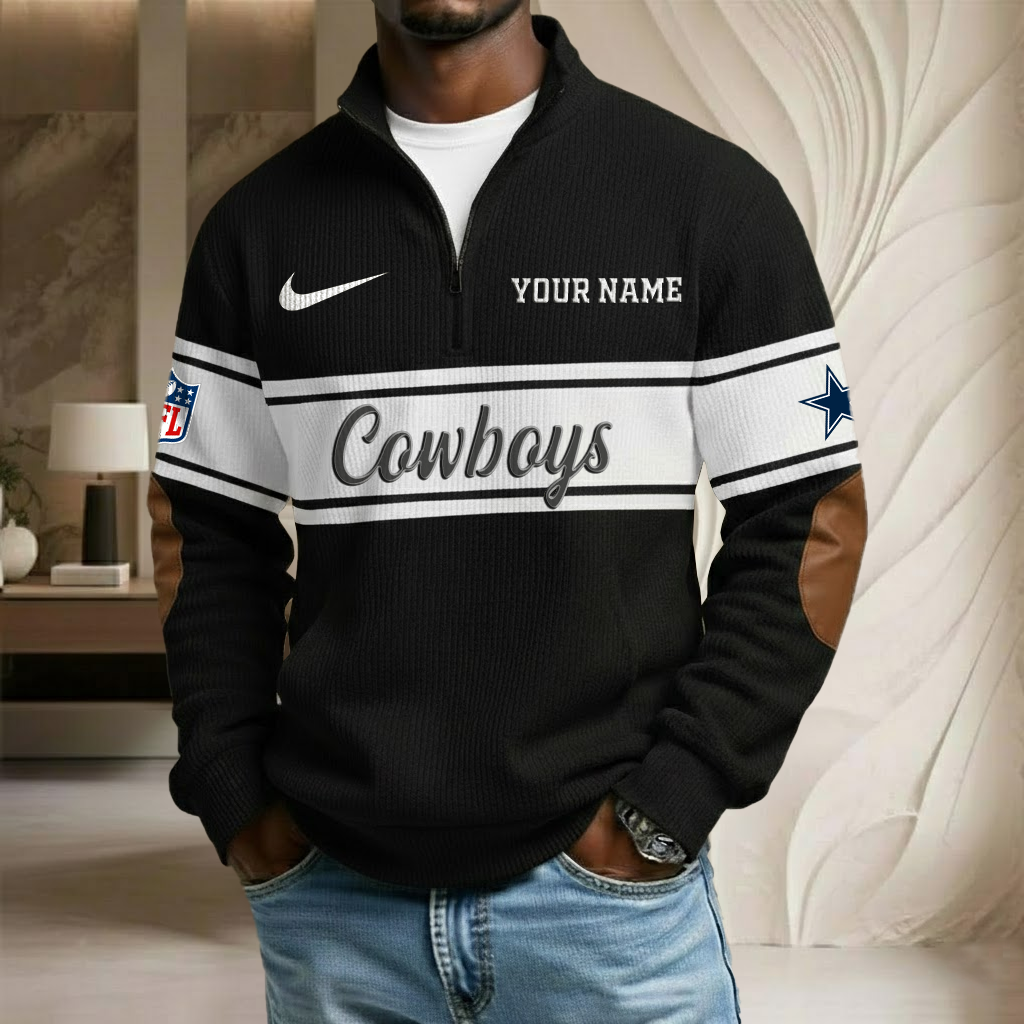 NFL x DAL Custom Name Stand Collar Half-zip Sweatshirt HLP HLPHUONG
