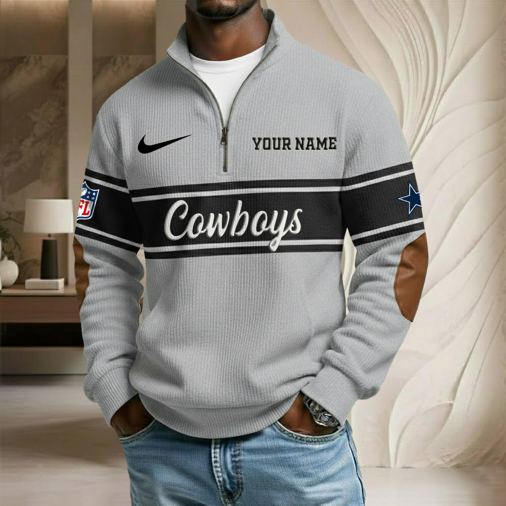 NFL x DAL Custom Name Stand Collar Half-zip Sweatshirt HLP HLPHUONG