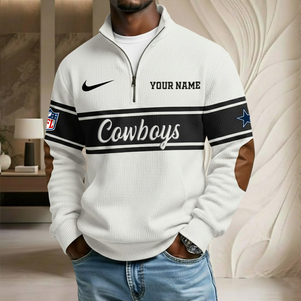 NFL x DAL Custom Name Stand Collar Half-zip Sweatshirt HLP HLPHUONG