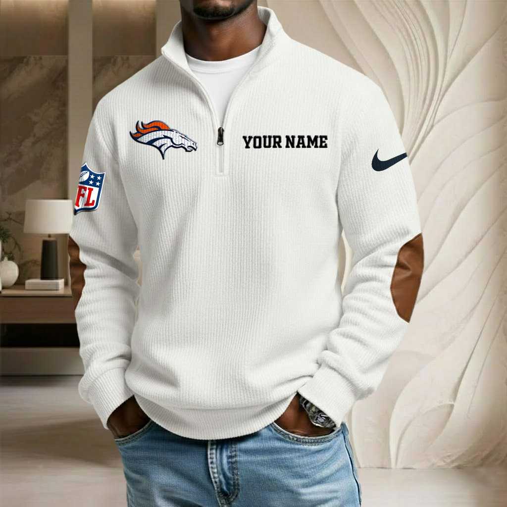 NFL x DEN Custom Name Stand Collar Half-zip Sweatshirt HLP HLPHUONG
