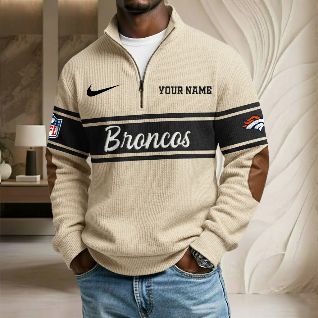 NFL x DEN Custom Name Stand Collar Half-zip Sweatshirt HLP HLPHUONG