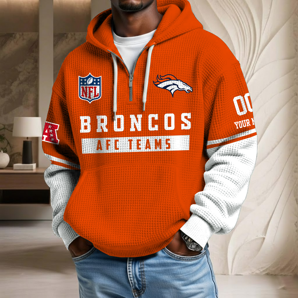 NFL x DEN Team Custom Waffle Half Zip Hoodie HLP HLPHUONG