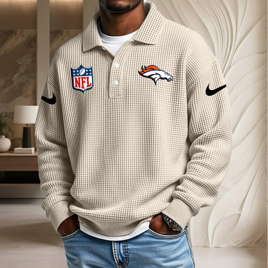 NFL x DEN Waffle Three Button Lapel Polo HLP HLPHUONG