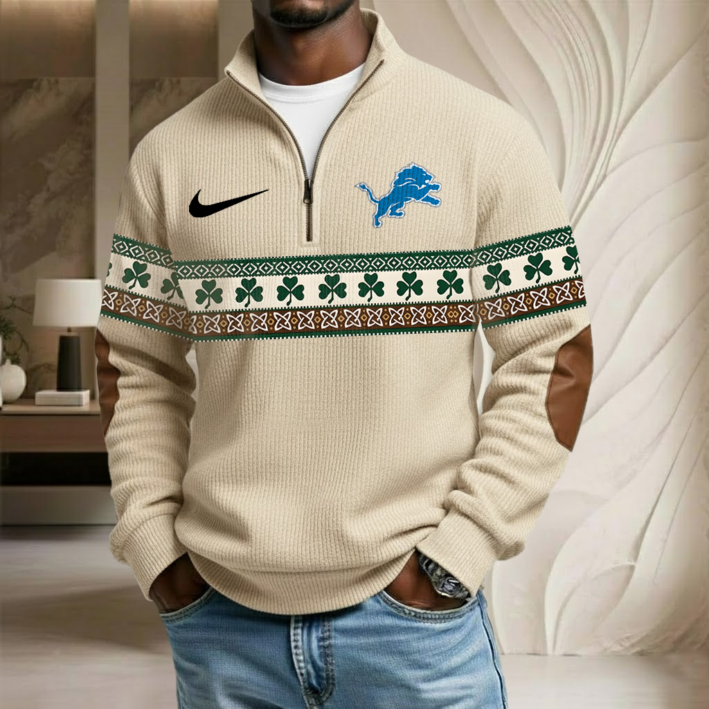 NFL x DET Lucky St Patrick Day Stand Collar Half-zip Sweatshirt HLP HLPHUONG