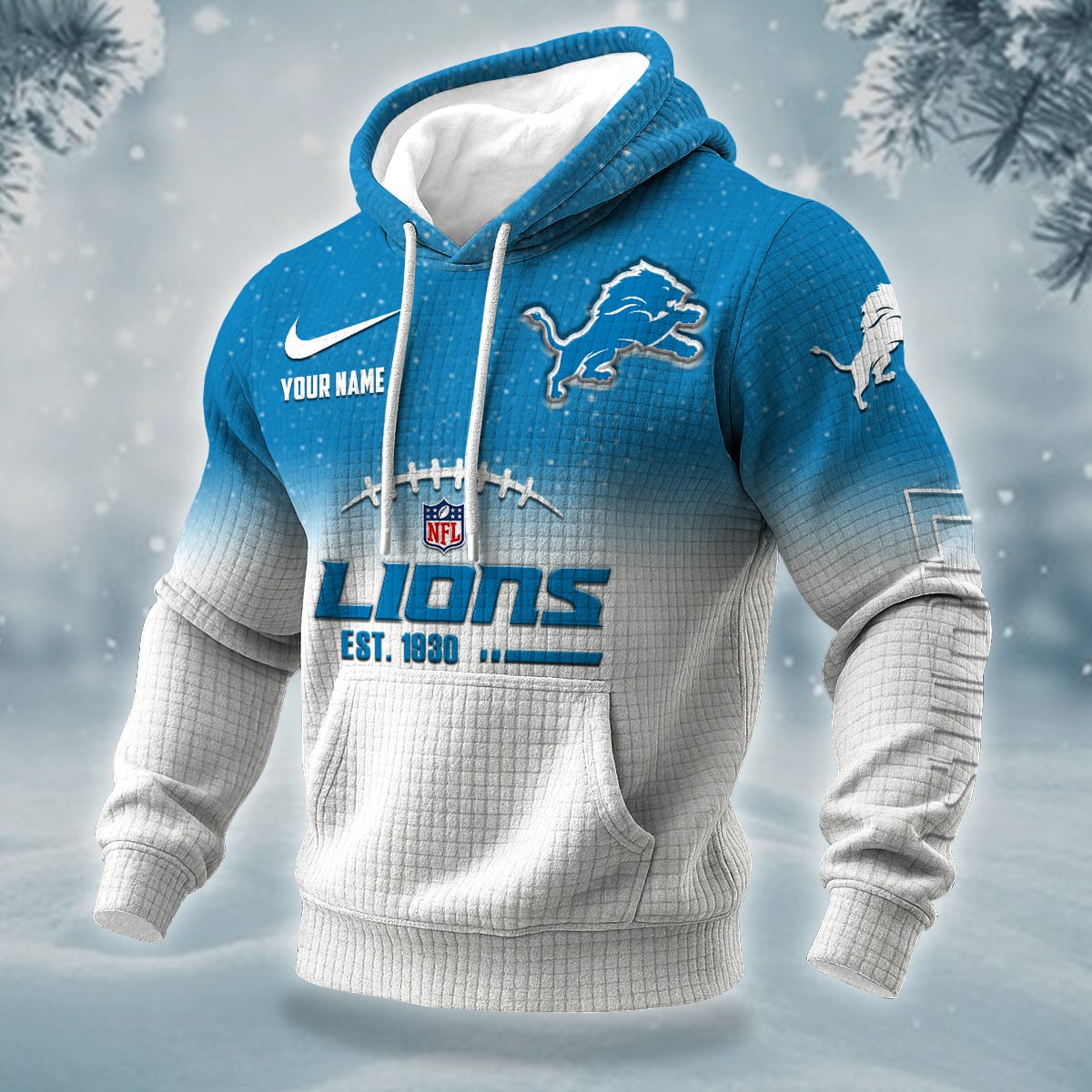 NFL x DET Personalized Name Waffle Hoodie HLP HLPHUONG