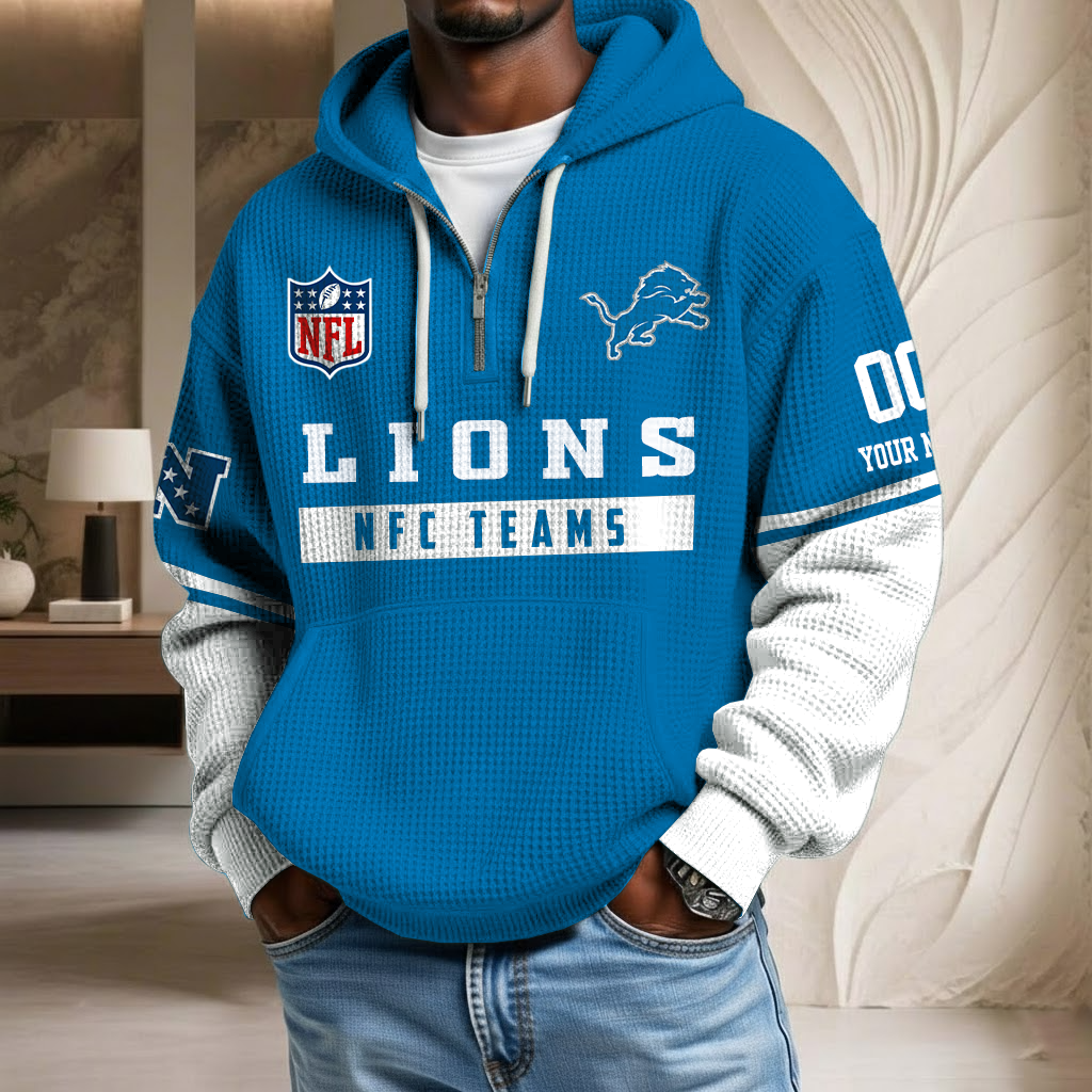 NFL x DET Team Custom Waffle Half Zip Hoodie HLP HLPHUONG