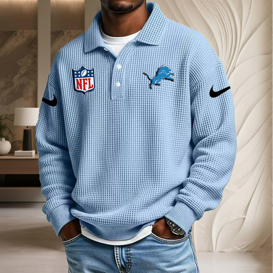 NFL x DET Waffle Three Button Lapel Polo HLP HLPHUONG