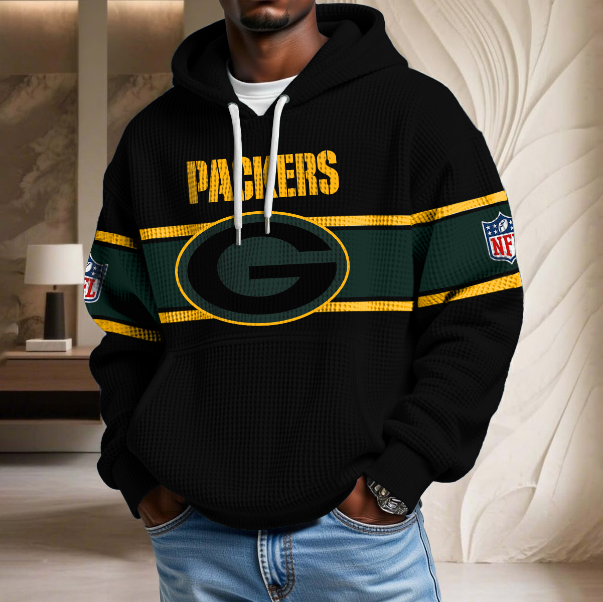 NFL x GB Black Version Waffle Hoodie HLP HLPHUONG
