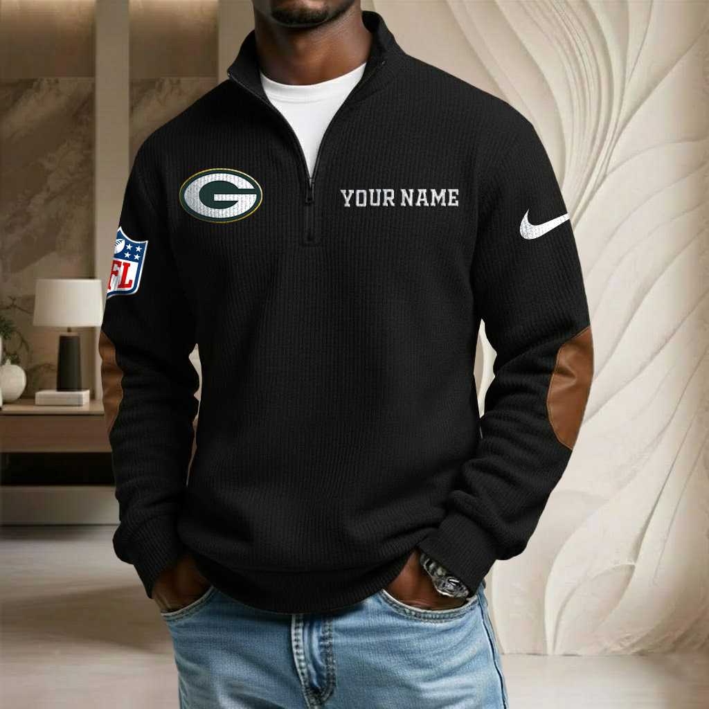 NFL x GB Custom Name Stand Collar Half-zip Sweatshirt HLP HLPHUONG