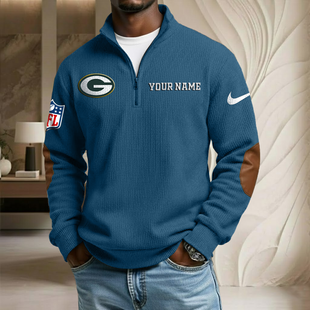 NFL x GB Custom Name Stand Collar Half-zip Sweatshirt HLP HLPHUONG