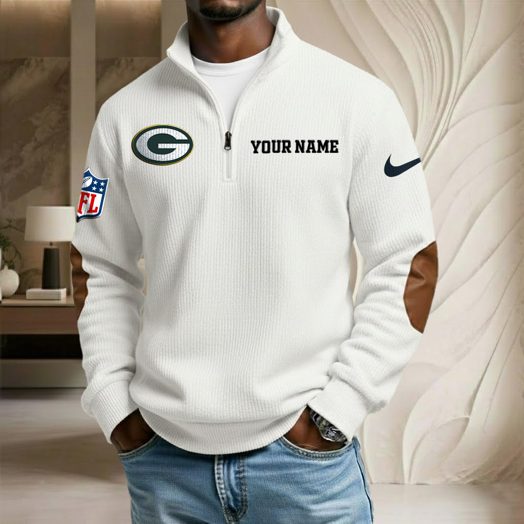 NFL x GB Custom Name Stand Collar Half-zip Sweatshirt HLP HLPHUONG