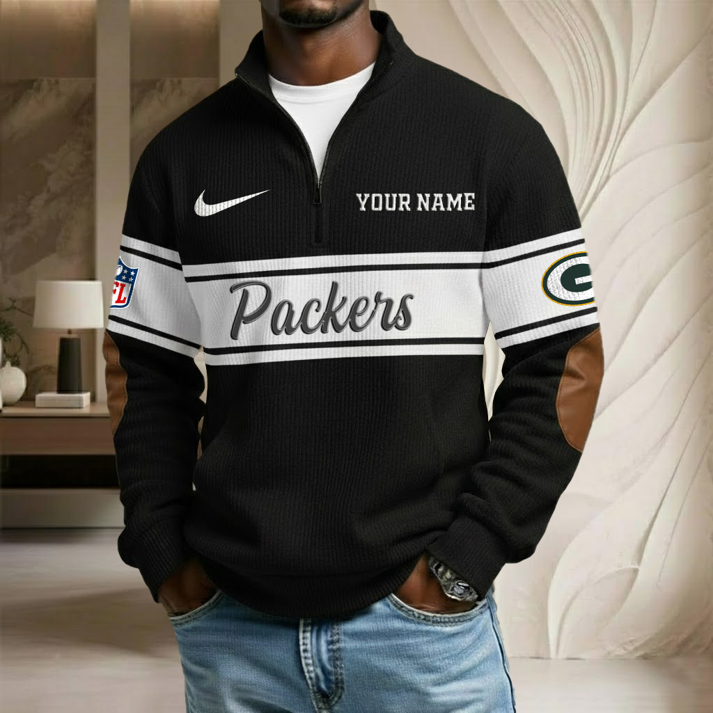 NFL x GB Custom Name Stand Collar Half-zip Sweatshirt HLP HLPHUONG
