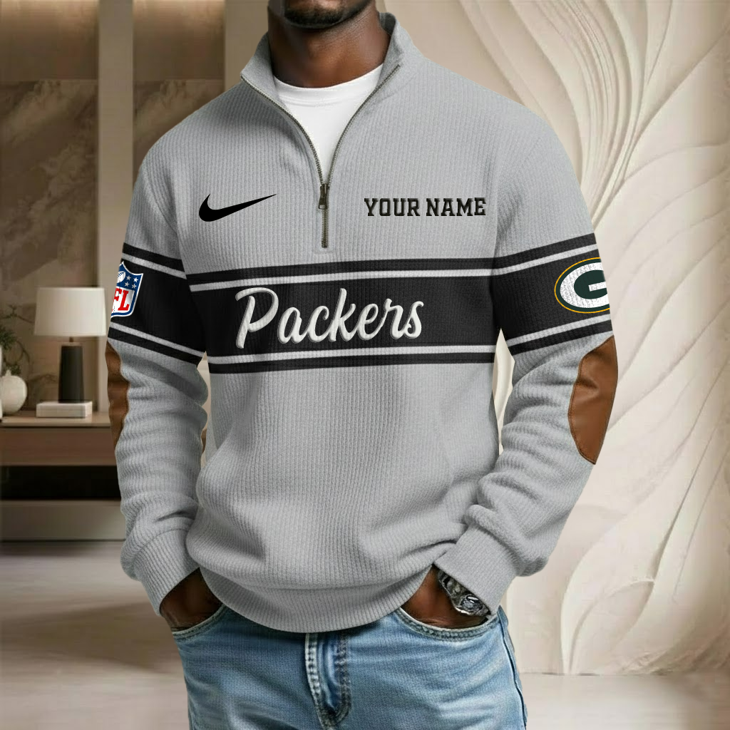 NFL x GB Custom Name Stand Collar Half-zip Sweatshirt HLP HLPHUONG