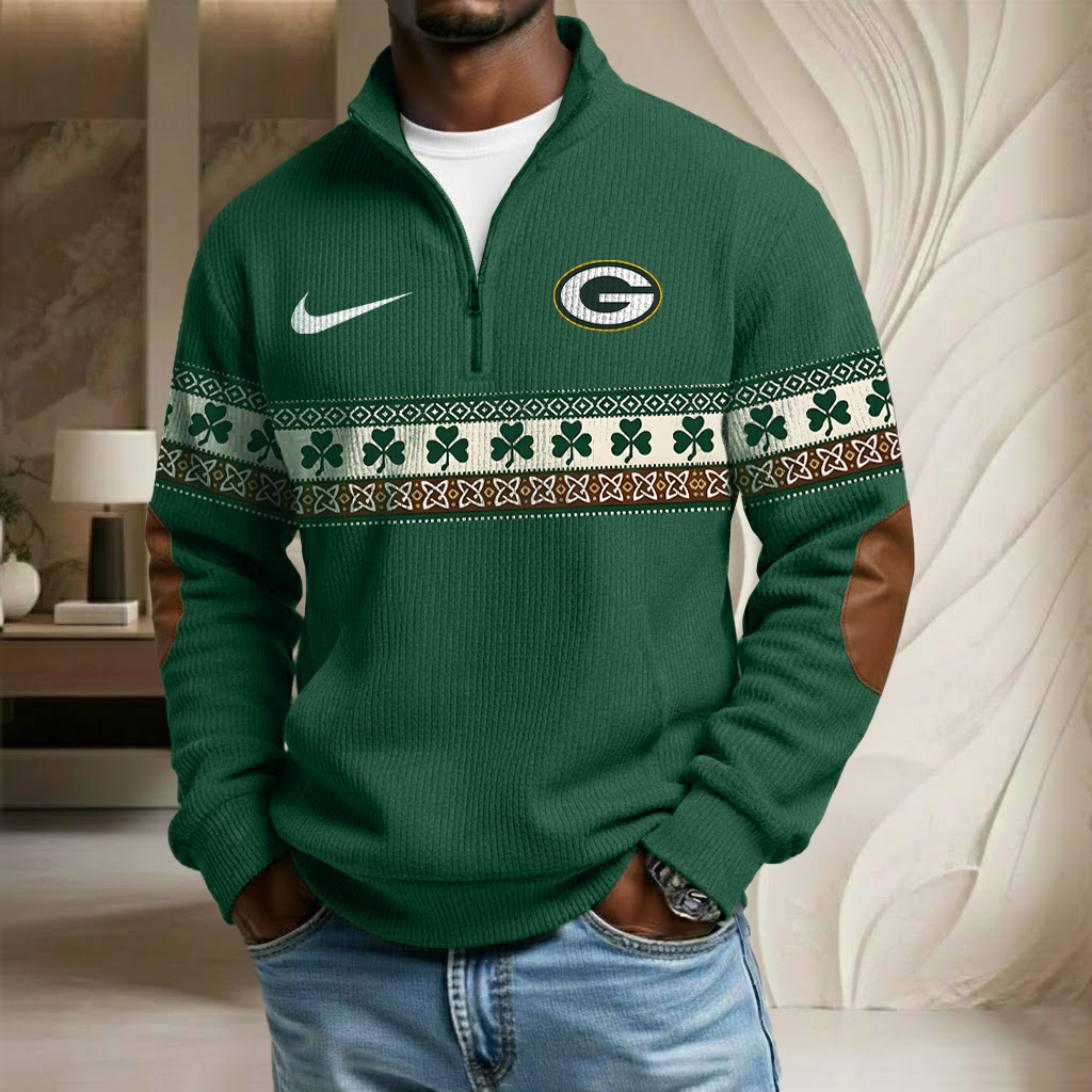NFL x GB Lucky St Patrick Day Stand Collar Half-zip Sweatshirt HLP HLPHUONG