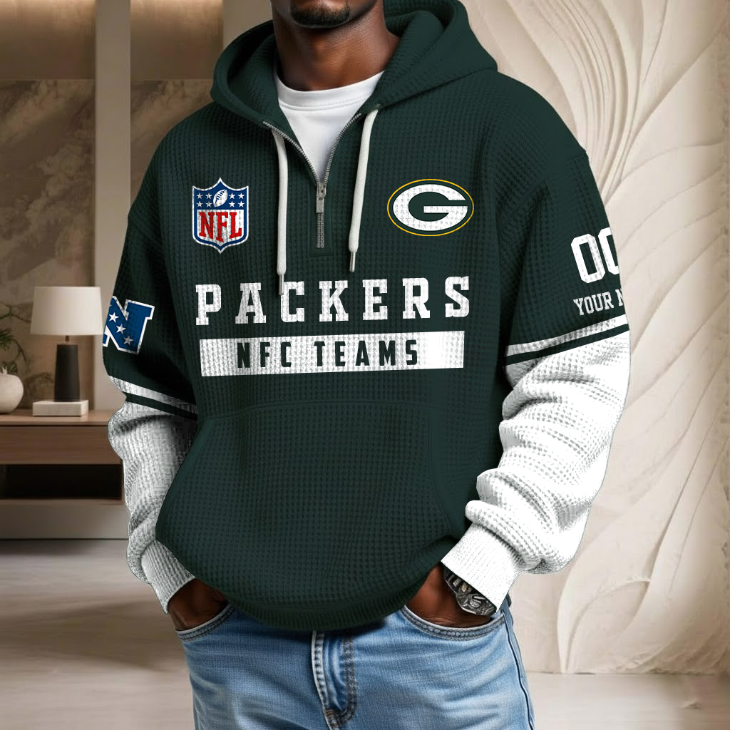 NFL x GB Team Custom Waffle Half Zip Hoodie HLP HLPHUONG