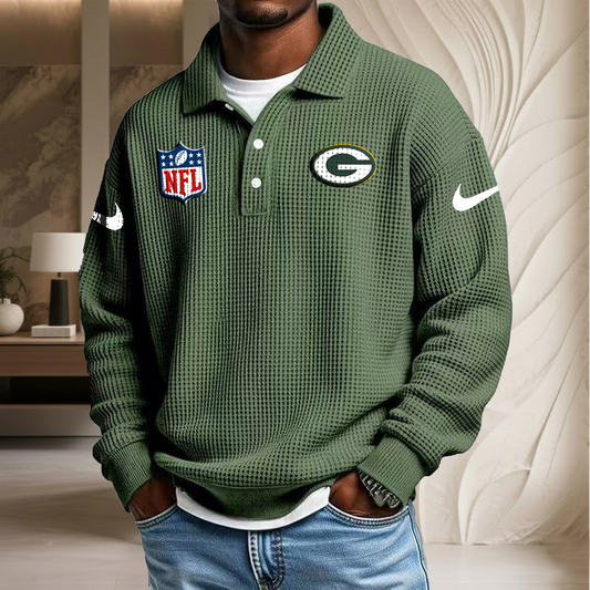 NFL x GB Waffle Three Button Lapel Polo HLP HLPHUONG