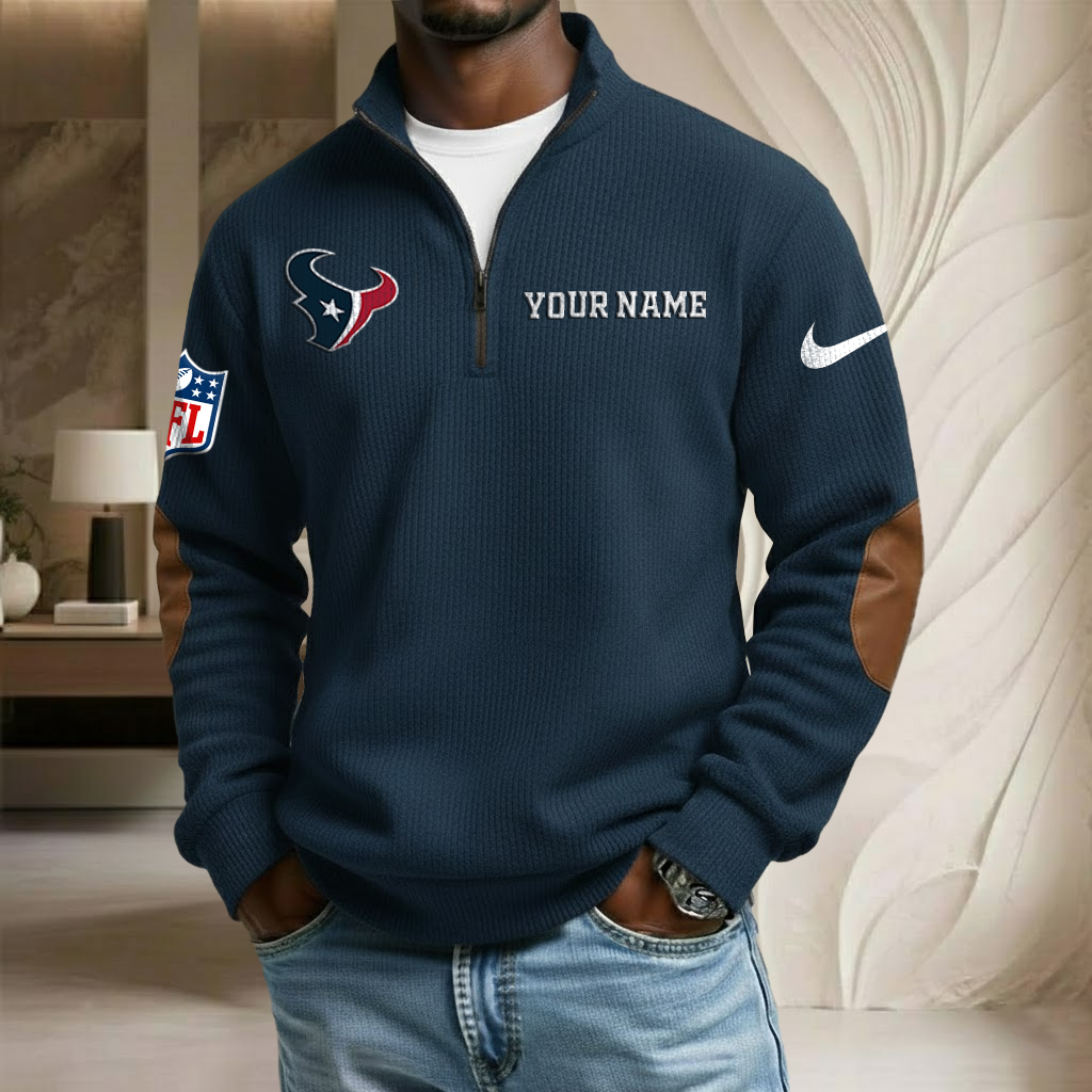 NFL x HOU Custom Name Stand Collar Half-zip Sweatshirt HLP HLPHUONG