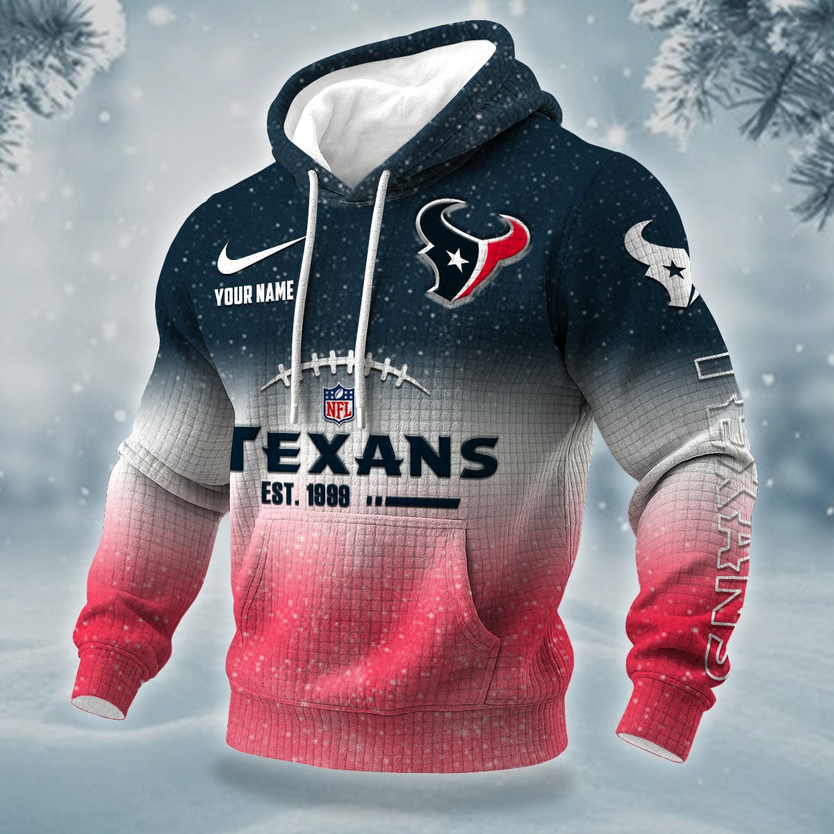 NFL x HOU Personalized Name Waffle Hoodie HLP HLPHUONG