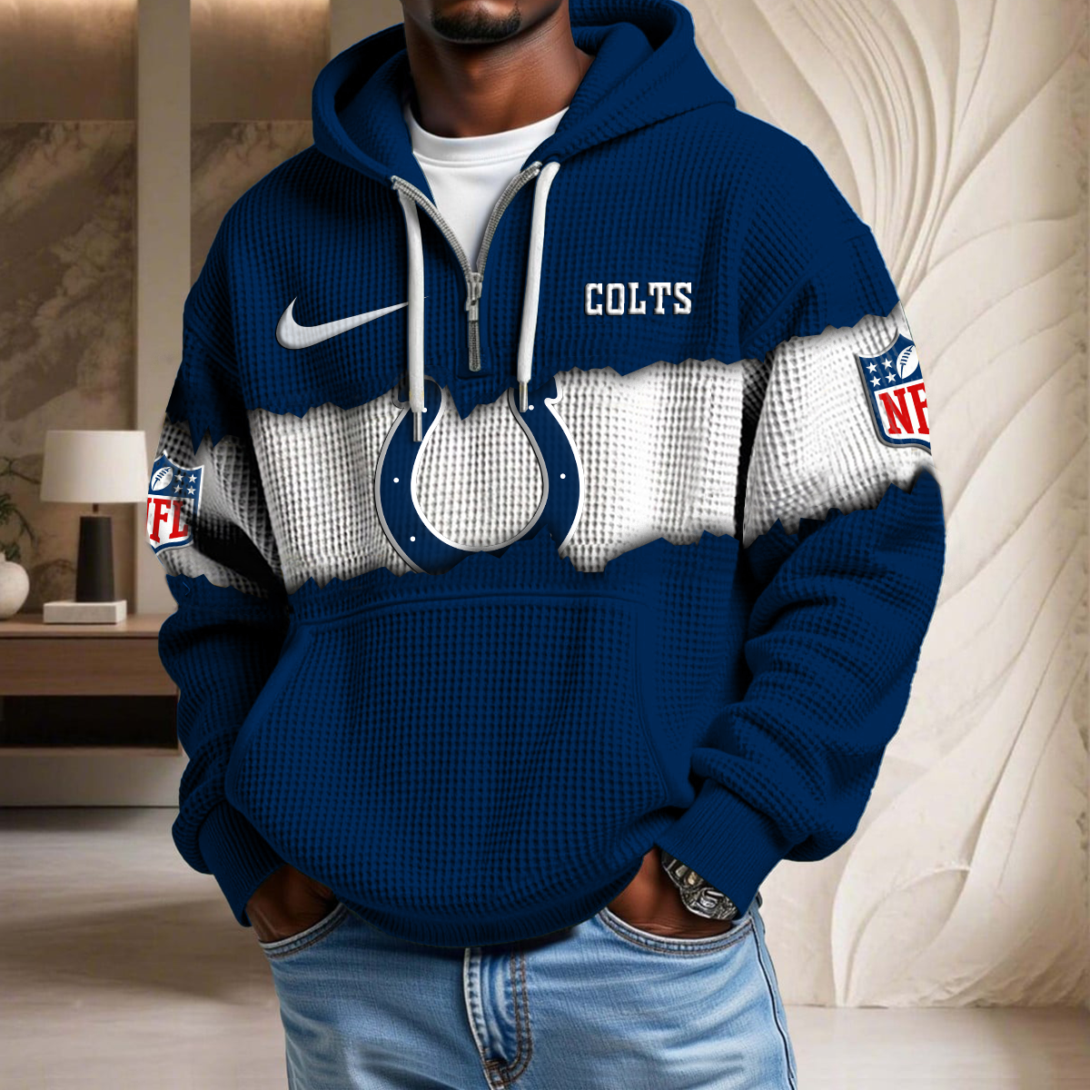 NFL x IND Crack Waffle Half Zip Hoodie HLP HLPHUONG