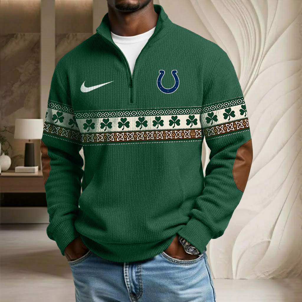 NFL x IND Lucky St Patrick Day Stand Collar Half-zip Sweatshirt HLP HLPHUONG