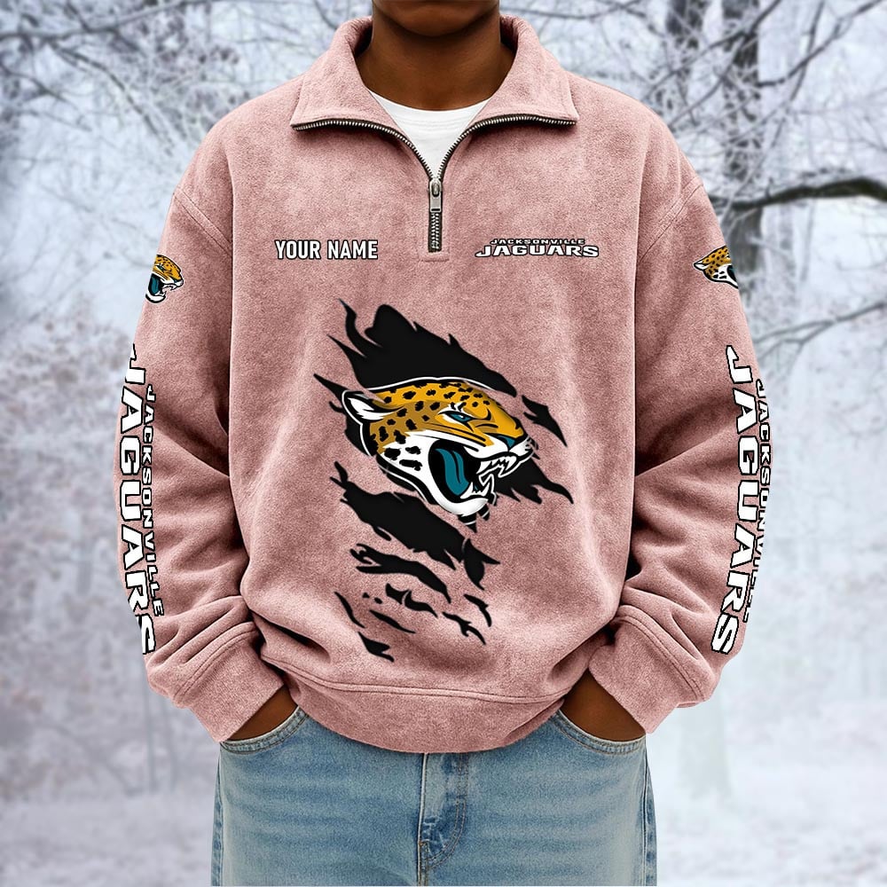 NFL x JAX Custom Name Half-zip Collar Suede Sweatshirt HLP HLPHUONG